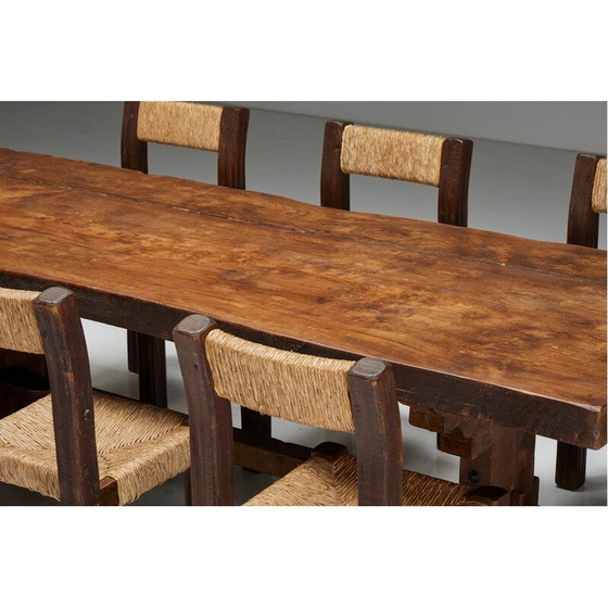 Image 1 of Vintage Brutalist oak table, France