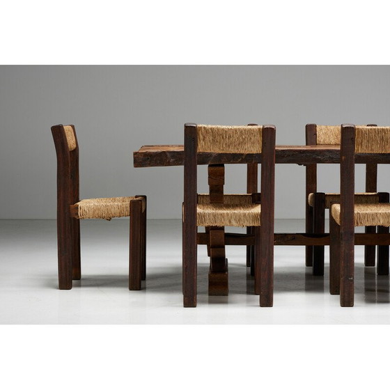 Image 1 of Vintage Brutalist oak table, France