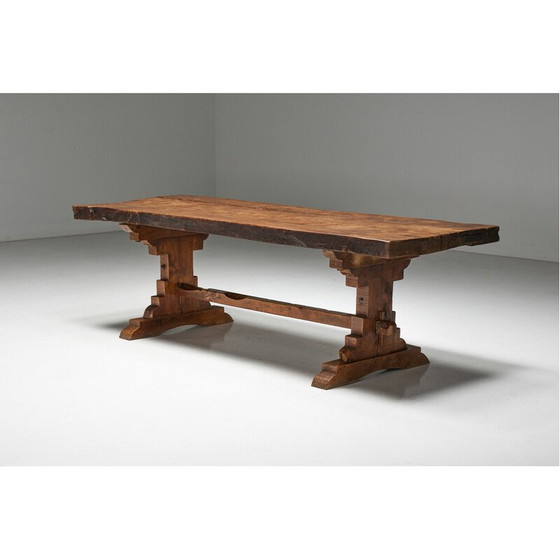 Image 1 of Vintage Brutalist oak table, France