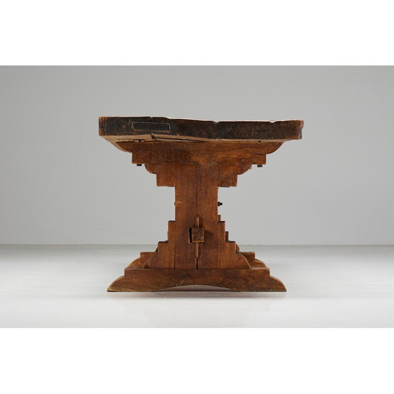 Image 1 of Vintage Brutalist oak table, France