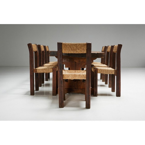 Image 1 of Vintage Brutalist oak table, France