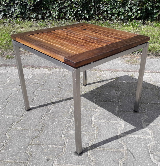 Image 1 of Gloster side table stainless steel/teak 47.5x47.5x44.5(h) cm