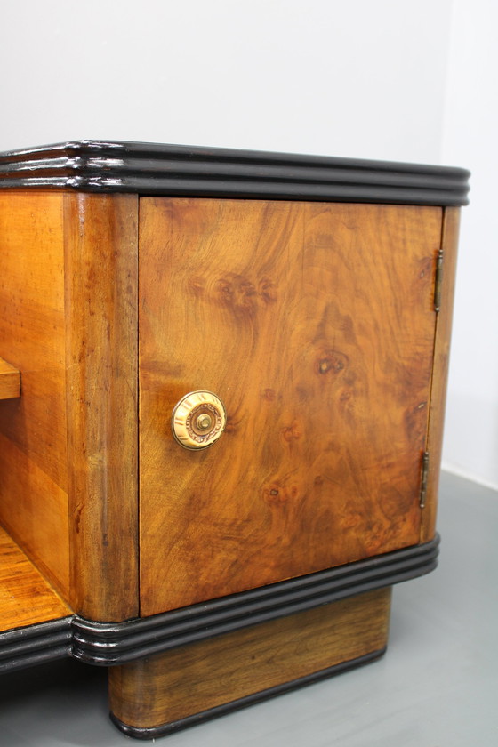 Image 1 of 1940S Italian Art Deco Mirror Cabinet In Walnut Finish