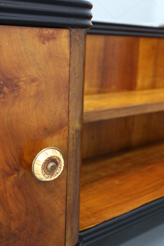 Image 1 of 1940S Italian Art Deco Mirror Cabinet In Walnut Finish