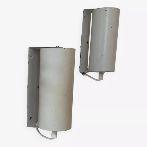 2X White Metal Adjustable Wall Lights, Sweden 1970