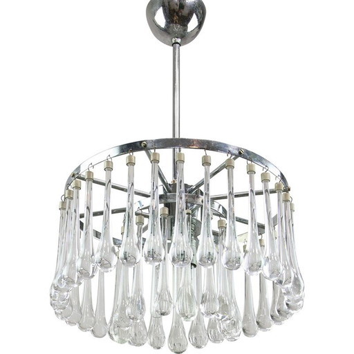 Vintage crystal teardrop chandelier, Italy 1960