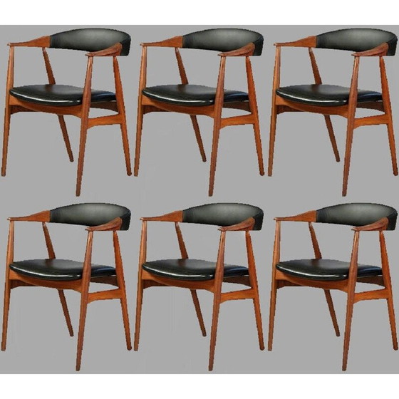 Image 1 of Set of 6 vintage armchairs by Th. Harlev for Farstrup Møbler, 1950