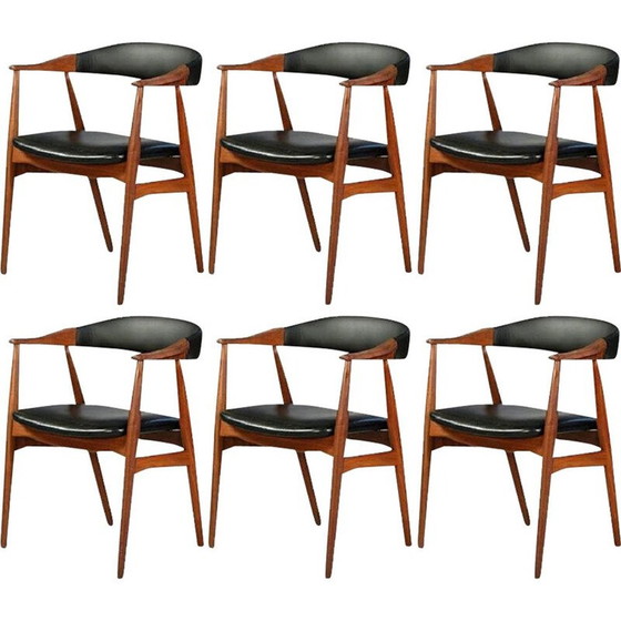 Image 1 of Set of 6 vintage armchairs by Th. Harlev for Farstrup Møbler, 1950