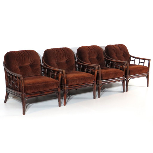 Vintage Mid - Century Bamboo Rattan Lounge Armchair