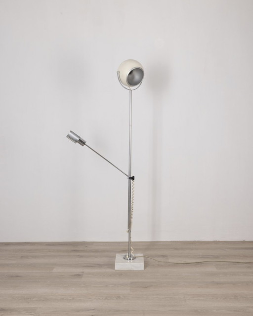 Vintage 70S White Adjustable Floor Lamp Italian Design 