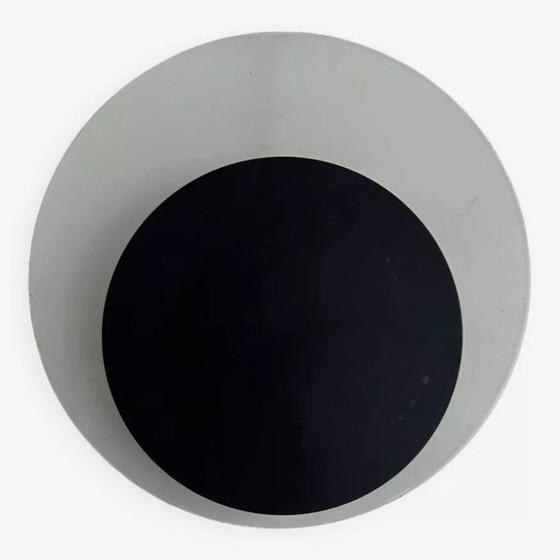 Image 1 of Lampada da parete vintage "Cirkle" in metallo laccato bianco e nero, Danimarca 1970