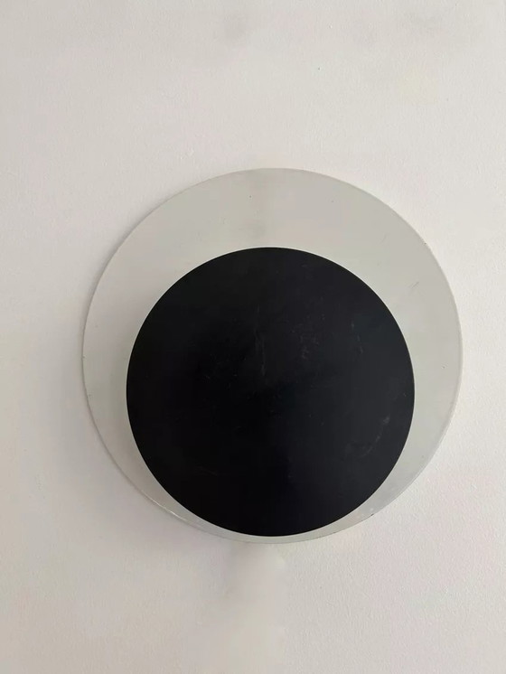 Image 1 of Lampada da parete vintage "Cirkle" in metallo laccato bianco e nero, Danimarca 1970