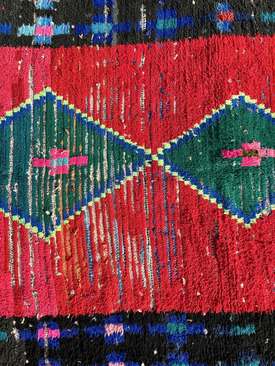 Image 1 of Traditional Red Moroccan Berber Booucherouite Rug