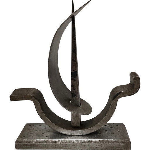 Brutalist vintage steel paperweight for boats