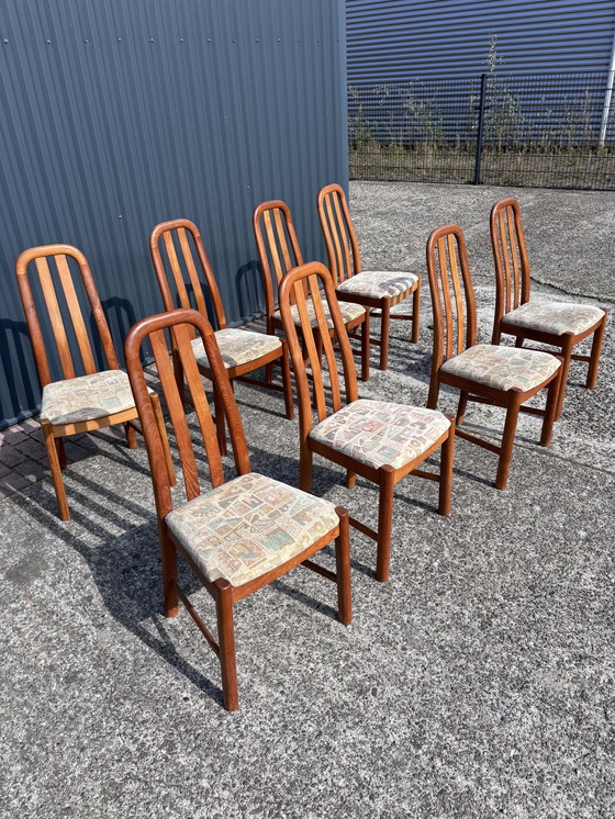 Image 1 of 8 X Vintage Dining Chairs Teak