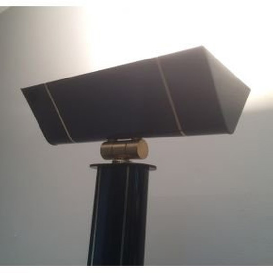 Image 1 of Lampada da terra vintage francese in lacca nera e ottone, 1970