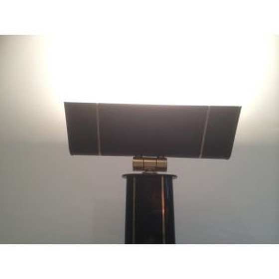 Image 1 of Lampada da terra vintage francese in lacca nera e ottone, 1970