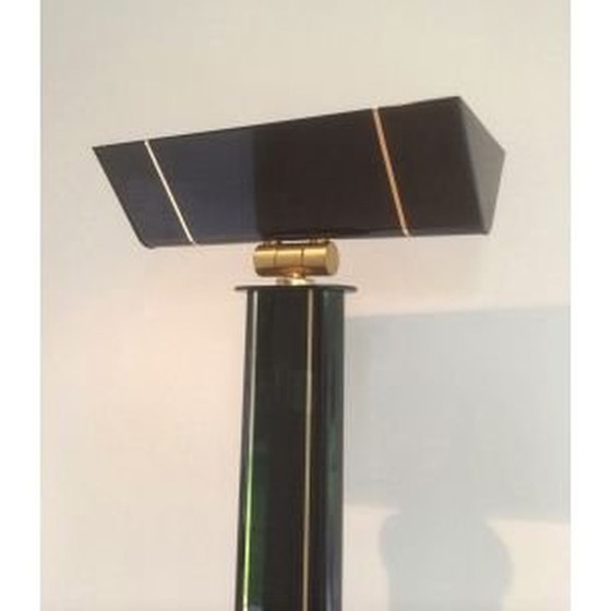 Image 1 of Lampada da terra vintage francese in lacca nera e ottone, 1970