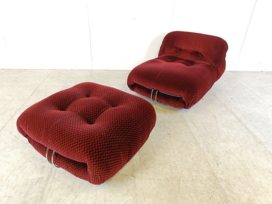 Image 1 of Cassina by Afra & Tobia Scarpa Soriana lounge chair with ottoman