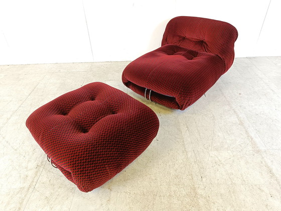 Image 1 of Cassina by Afra & Tobia Scarpa Soriana lounge chair with ottoman