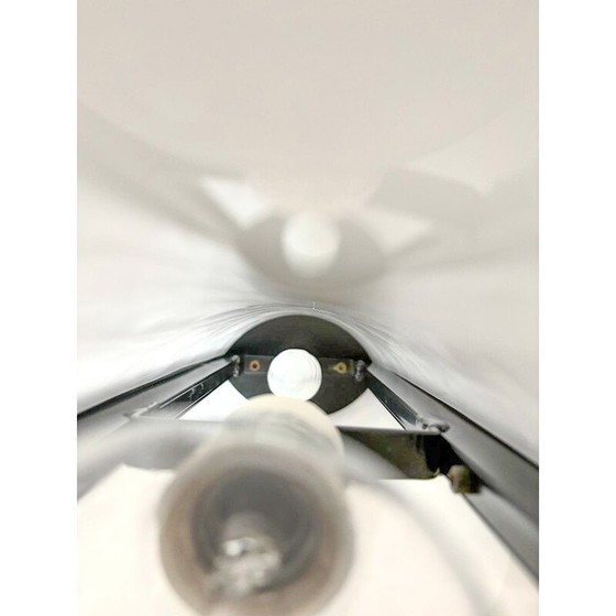 Image 1 of Vintage lamp in white Murano glass and black lacquered metal for Zonca, Italy 1980