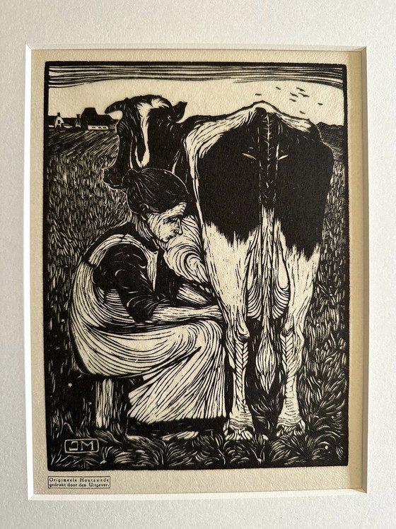 Image 1 of Jan Mankes 1889-1920 / Xilografia originale Lattaia 1927 (Splendidamente incorniciata)