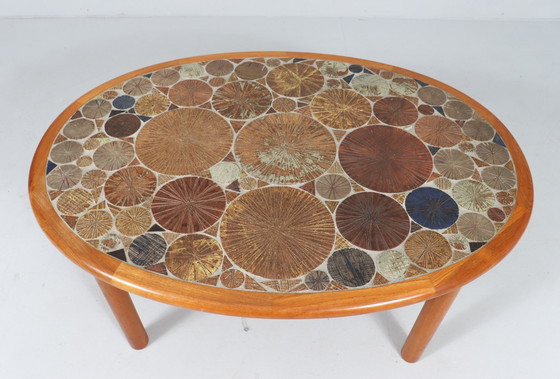 Image 1 of Coffee table made of teak & ceramic by Tue Poulsen for Haslev Møbelsnedkeri, Denmark, 1960s