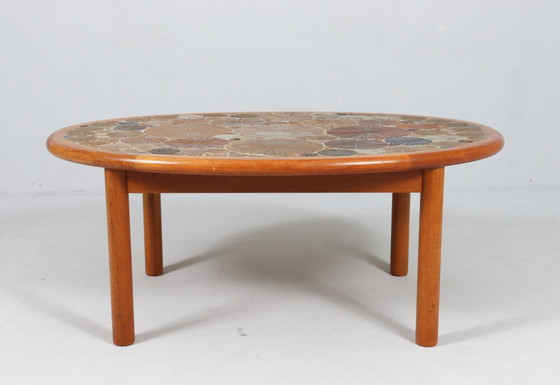 Image 1 of Coffee table made of teak & ceramic by Tue Poulsen for Haslev Møbelsnedkeri, Denmark, 1960s