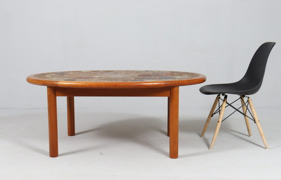 Image 1 of Coffee table made of teak & ceramic by Tue Poulsen for Haslev Møbelsnedkeri, Denmark, 1960s