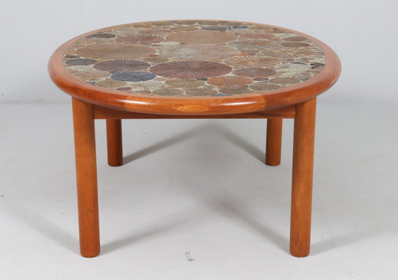 Image 1 of Coffee table made of teak & ceramic by Tue Poulsen for Haslev Møbelsnedkeri, Denmark, 1960s