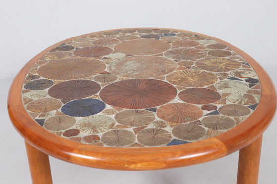 Image 1 of Coffee table made of teak & ceramic by Tue Poulsen for Haslev Møbelsnedkeri, Denmark, 1960s