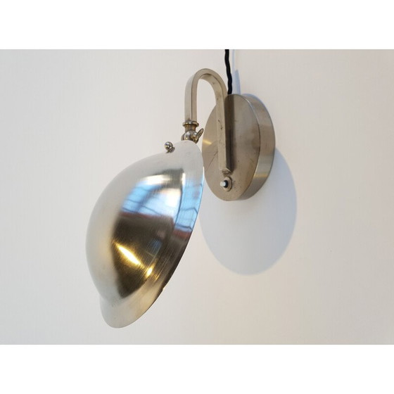 Image 1 of Vintage Art Deco Oyster table lamp in nickel plated, Czechoslovakia 1930