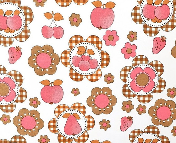 Image 1 of 13050 Carta da parati vintage allegra per cucina Carta da parati Molo con frutta 