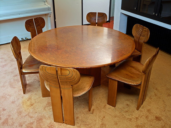 Image 1 of Afra & Tobia Scarpa Six Africa dining chairs and a table