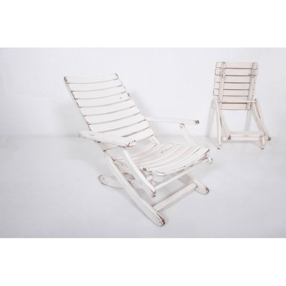 Image 1 of Vintage garden lounge chair with footrest