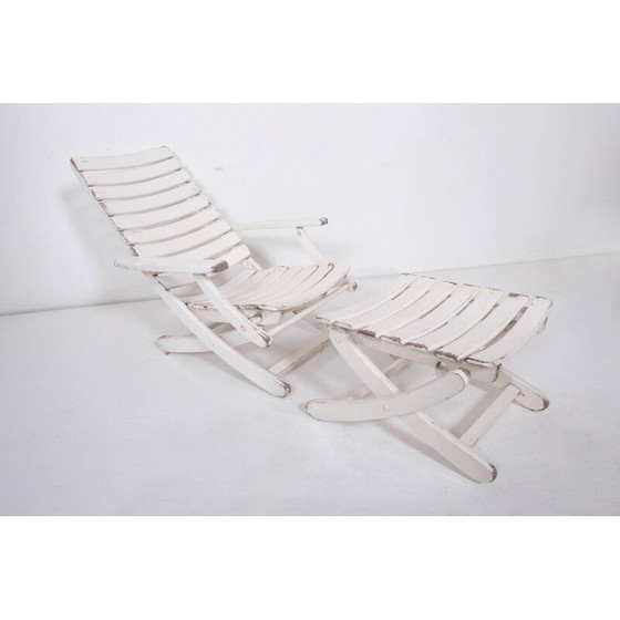 Image 1 of Vintage garden lounge chair with footrest