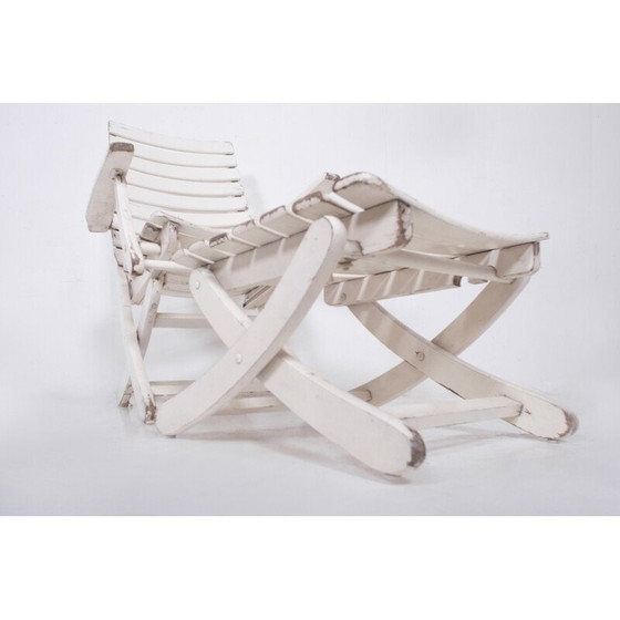 Image 1 of Vintage garden lounge chair with footrest