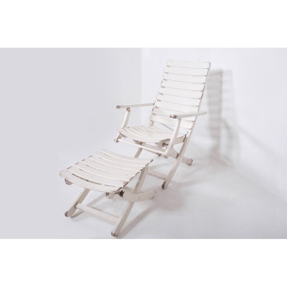 Image 1 of Vintage garden lounge chair with footrest