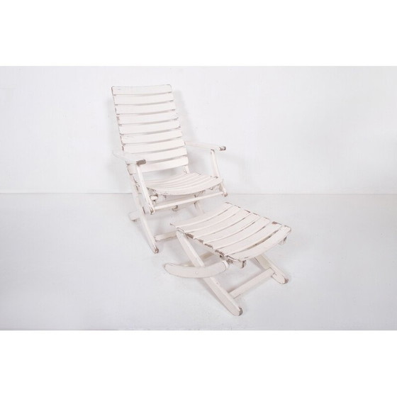 Image 1 of Vintage garden lounge chair with footrest