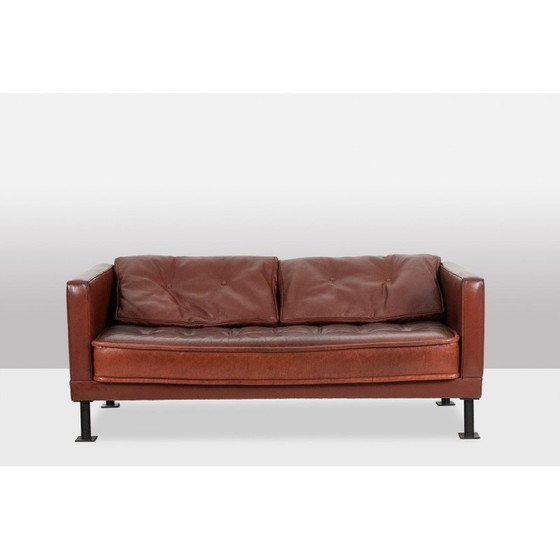 Image 1 of Vintage 3-seater "Orwell" rectangular leather sofa by Christian Duc, France 1983