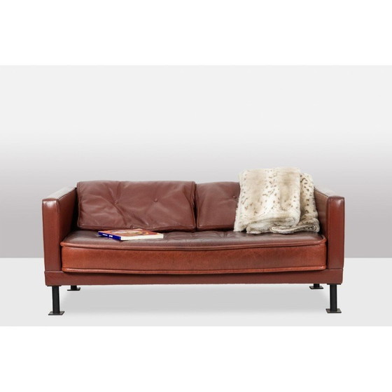 Image 1 of Vintage 3-seater "Orwell" rectangular leather sofa by Christian Duc, France 1983