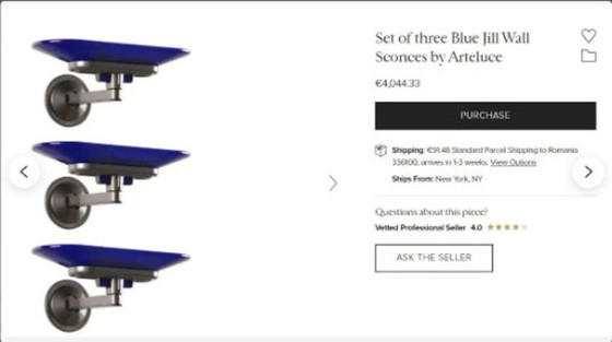 Image 1 of Sconces (3), Art Deco Post Modernist, Perry King, Gianluigi Arnaldi - Arteluce, Flos - Jill , Wall Lamp (3), Luxury Lighting