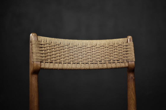 Image 1 of Mid-Century Scandinavian Modern Dining Chairs In Oak And Paper Cord By E.Knudsen For K. Knudsen & Son, 1952, Set Of 4