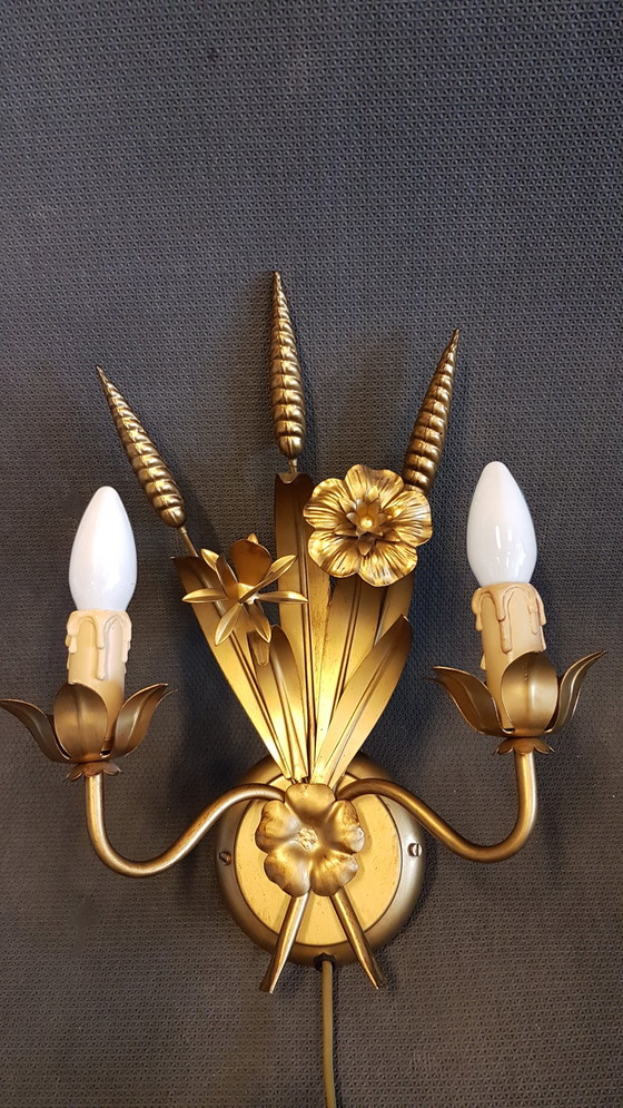 Image 1 of Lámpara de pared Cornstalks de estilo italiano Hollywood Regency