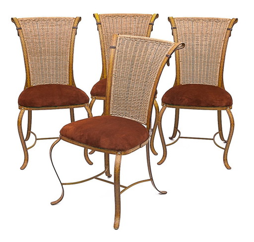 Set Of 4 Chairs By Jacques Adnet