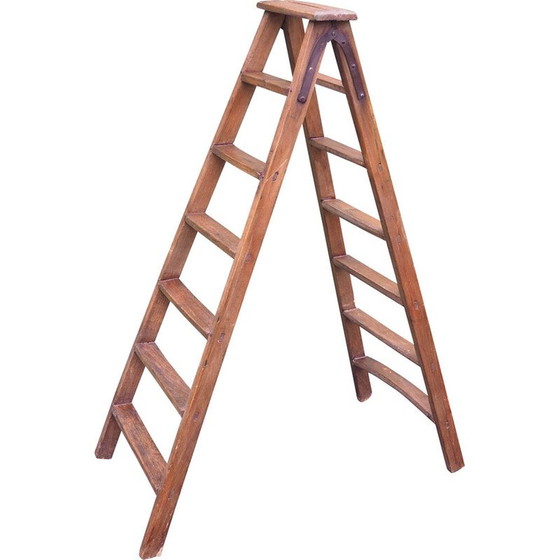 Image 1 of Vintage wooden painter's ladder, 1900
