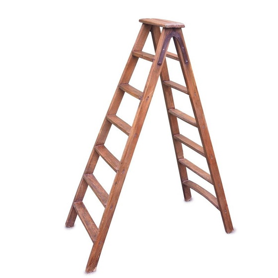 Image 1 of Vintage wooden painter's ladder, 1900