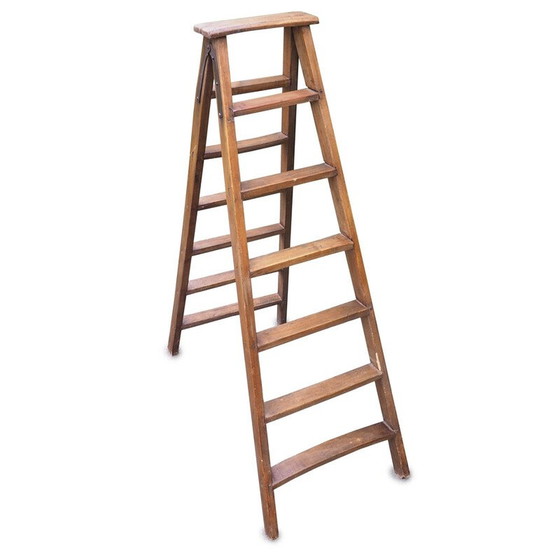 Image 1 of Vintage wooden painter's ladder, 1900