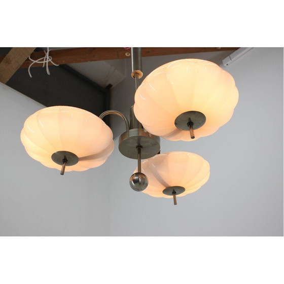 Image 1 of Lampadario Art Déco vintage in acciaio nichelato, 1930