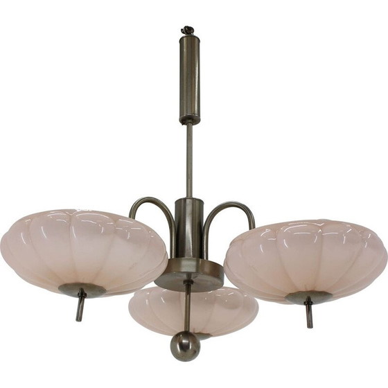 Image 1 of Lampadario Art Déco vintage in acciaio nichelato, 1930